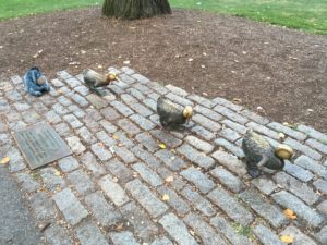 Eeyore is last in line of Boston's famous Make Way for Ducklings public art