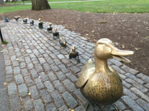 Eeyore is last in line of Boston's famous Make Way for Ducklings public art